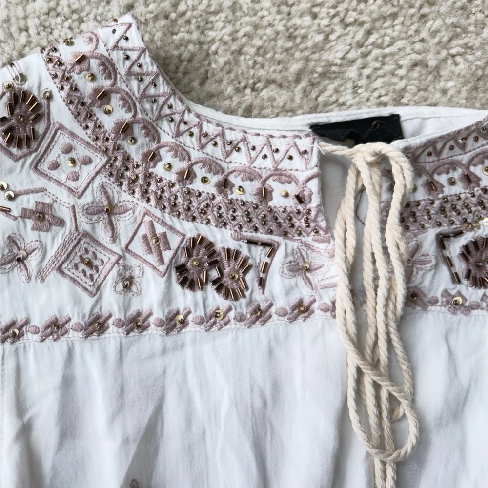 Fate Embroidered White Boho Blouse Size Small - Picture 6 of 14